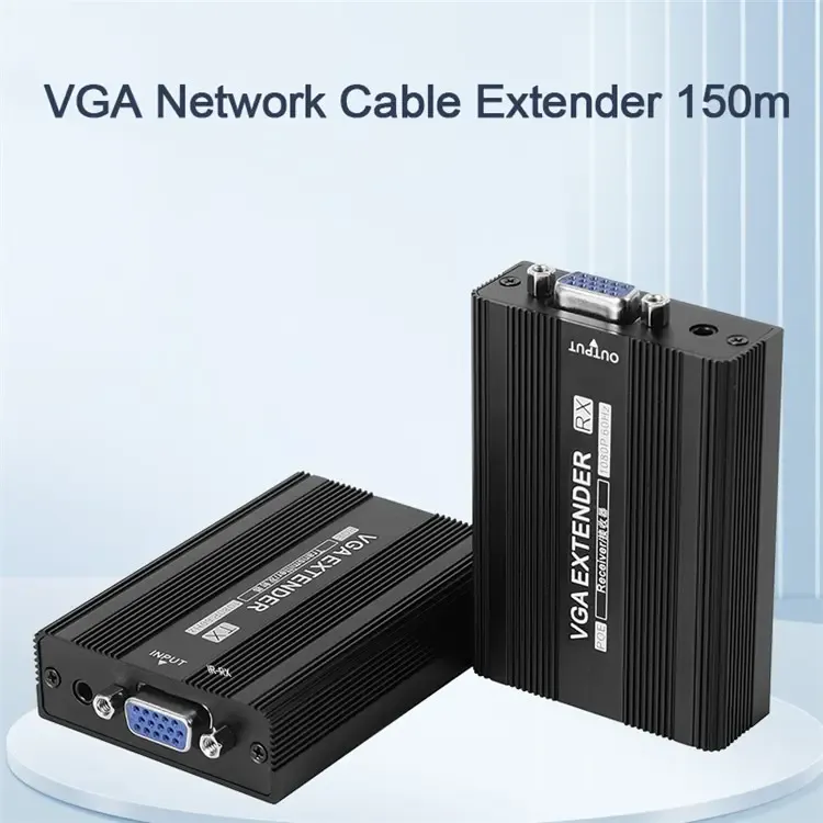 VGA1815 Удлинитель сетевого кабеля VGA, 150 м, 1080P / 60 Гц, передатчик + приемник, адаптер Ethernet-кабеля — вилка стандарта США