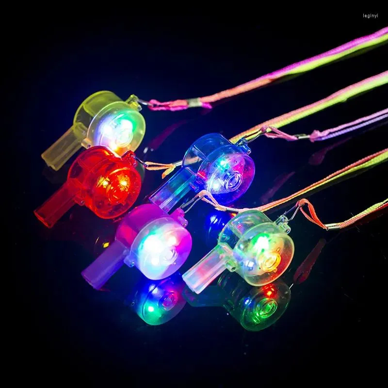 Party Decoration 20 st Luminous Whistle Toys Flashing Colorful Lanyard Led Light Up Fun in the Dark Rave Stick Toy for Kids