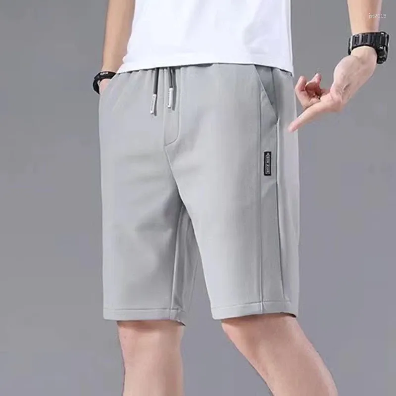 Pantalones cortos para hombre Deportes de verano Color sólido Recto Tipo suelto Cintura elástica Cordón Pantalones de jogging casuales