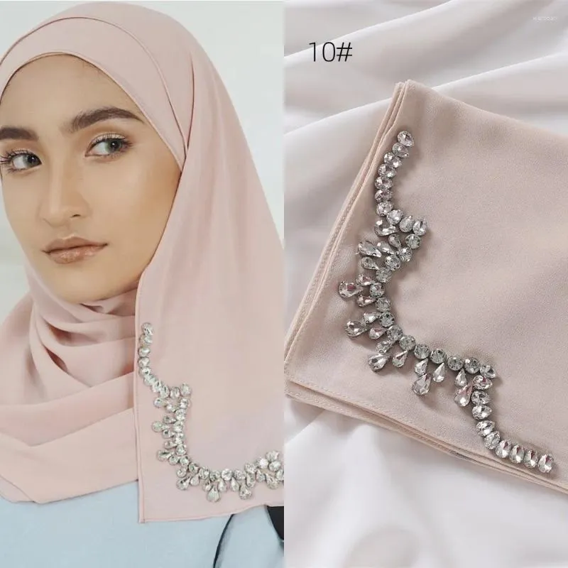 イスラム教徒の女性のためのエスニック衣類プレミアムラインストーンシフォンスカーフヒジャーブハイジャブ