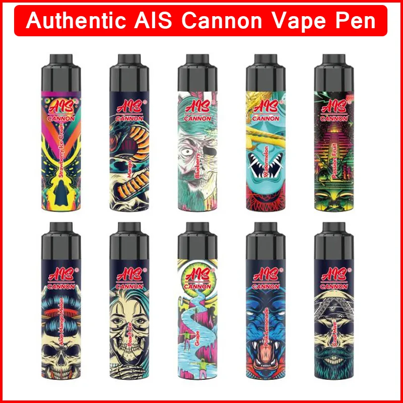 AIS Cannon Vape Pen Sigarette elettroniche usa e getta Cartucce a bobina a rete preriempite da 15 ml Pod 1200mAh 6000 sbuffi Batteria ricaricabile Vaporizzatori Big Cloud 25W Barre di vapore