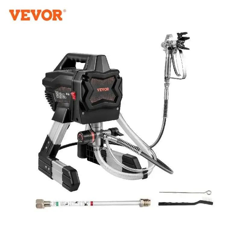 Spray Guns VeVor 650W Stand Airless Paint Sprayer Electric Professional Powder Coating Machine 1.1 L/min för möbler Yard Wall Spraying 231031