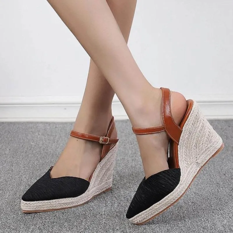 Sandals Summer Fisherman Shoes Wedge Women's Platform High Heel Thick Sole Point Toe For Women Beaded