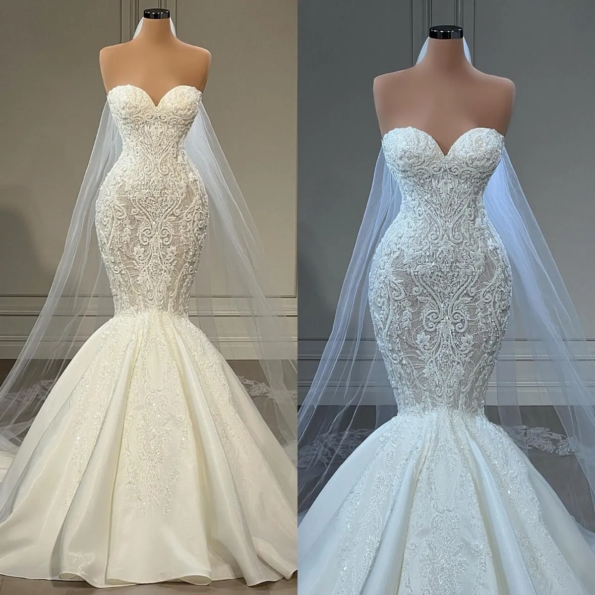 Elegant Mermaid Wedding Dresses Women Open Back Sweetheart Off The Shoulder Bridal Gowns Sweep Train Vestidos De Novia
