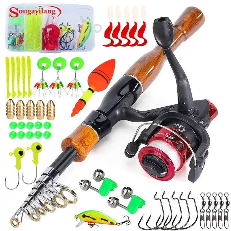 Fishing Accessories Sougayilang Spinning Combo 1 6m Carbon Fiber Rod and 5 2 1 High Speed Reel with Bait Hook 231030