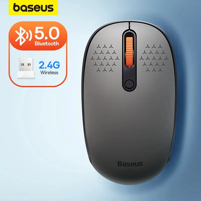 Mouse Baseus Mouse Bluetooth Wireless Computer 1600 DPI Silenzioso con ricevitore USB 24 GHz per PC Tablet Laptop 231030