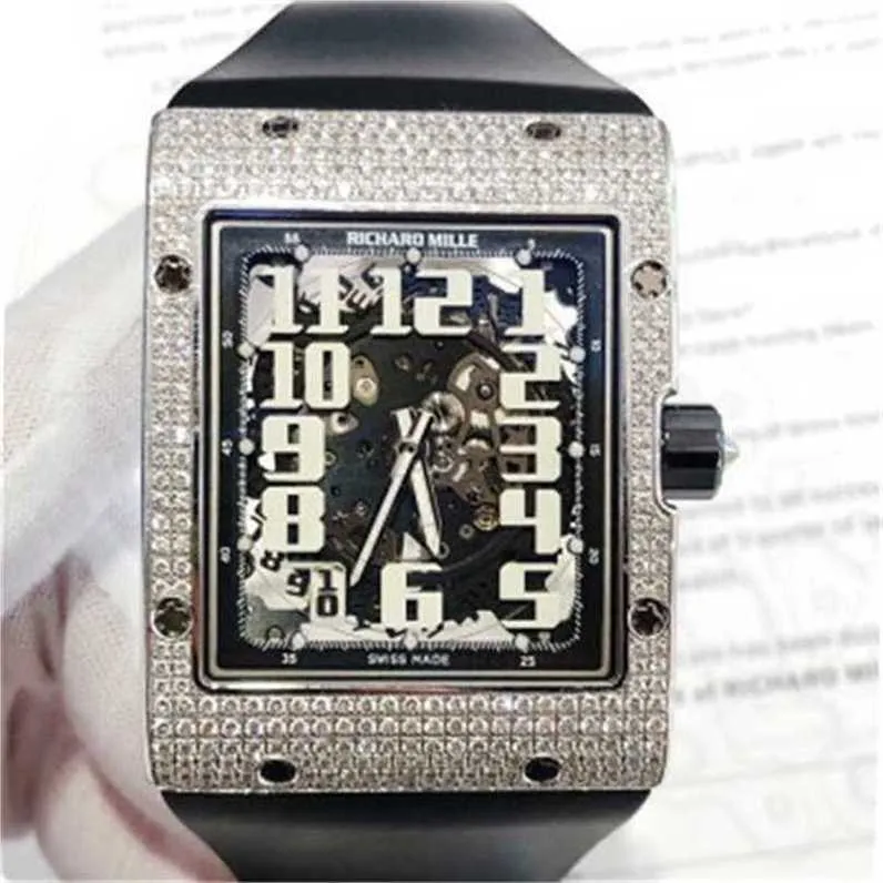 Richarmill Orologio da uomo e da donna Serie di orologi da polso Serie da uomo Macchinari automatici scavati 50x38mm Orologio da uomo RM016 Platino Diam originale WN-BR47