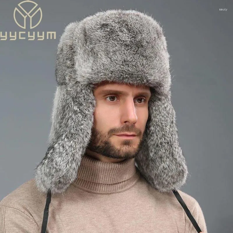 Berets Fashion Mens Real Fur Earflap Bomber Hat Thick And Warm Winter  Trapper Cap For Skiing, Plus Size Available From Saucy, $15.42