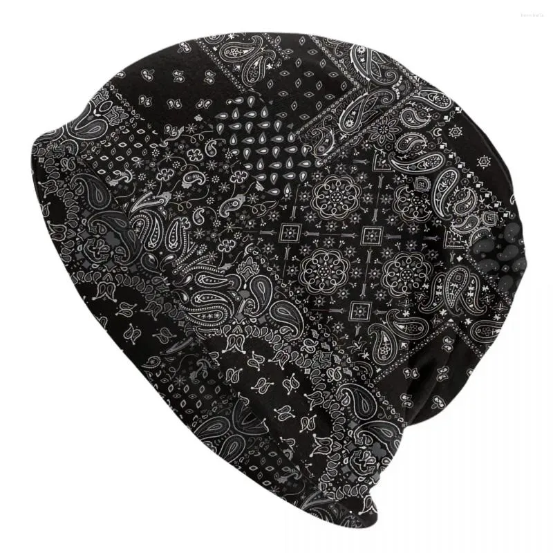 Berretti Nero Paisley Bandana Tessuto Patchwork Cofano Homme Cappello sottile Stile Skullies Berretti Berretti per uomo Donna Cappelli in cotone