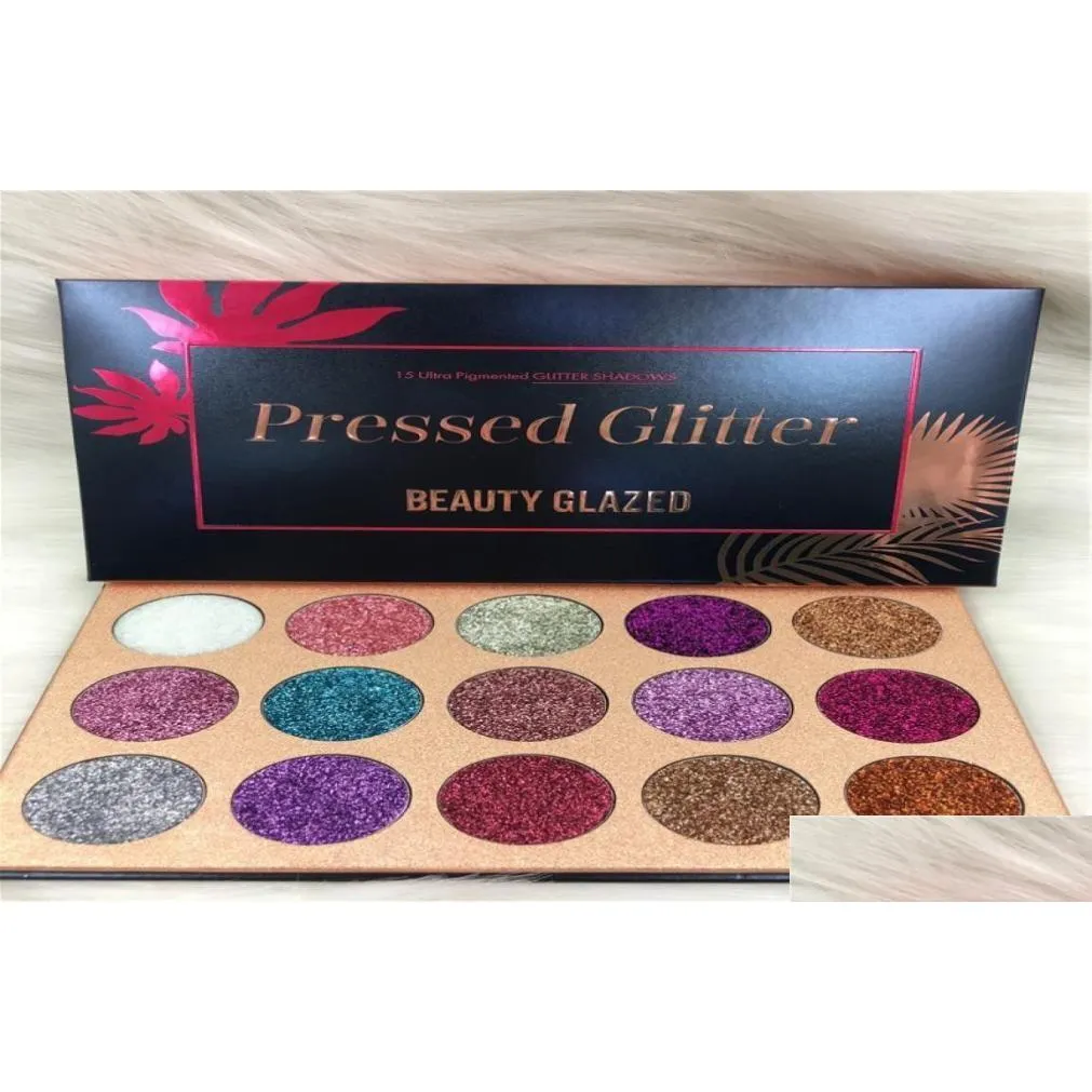 Calidad de sombra de ojos en Stockbeauty Glazed Glitter Paleta de sombras de ojos 15 colores Sombra de ojos Maquillaje Tra Shimmer Cosméticos faciales Ma3278723 Dr Ot9Dw