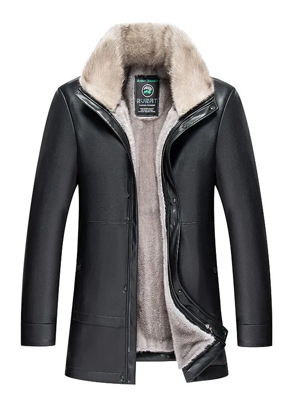 Мужская куртка из натуральной кожи, пальто с мехом, зимняя одежда, плотные теплые ветровки, верхняя одежда, водонепроницаемые топы, большие размеры xl xxl