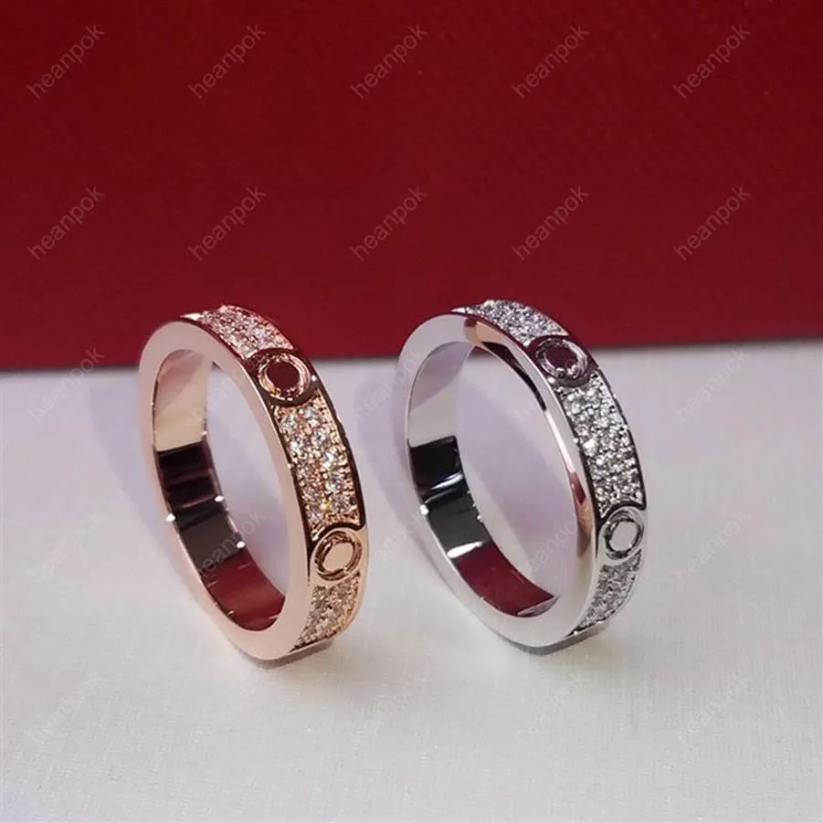 2022 Bague de créateur Bagues d'amour Argent Rose Or Bijoux de luxe Bagues de diamant Engagements pour femmes Marque Collier de mode Boîte rouge 2262y