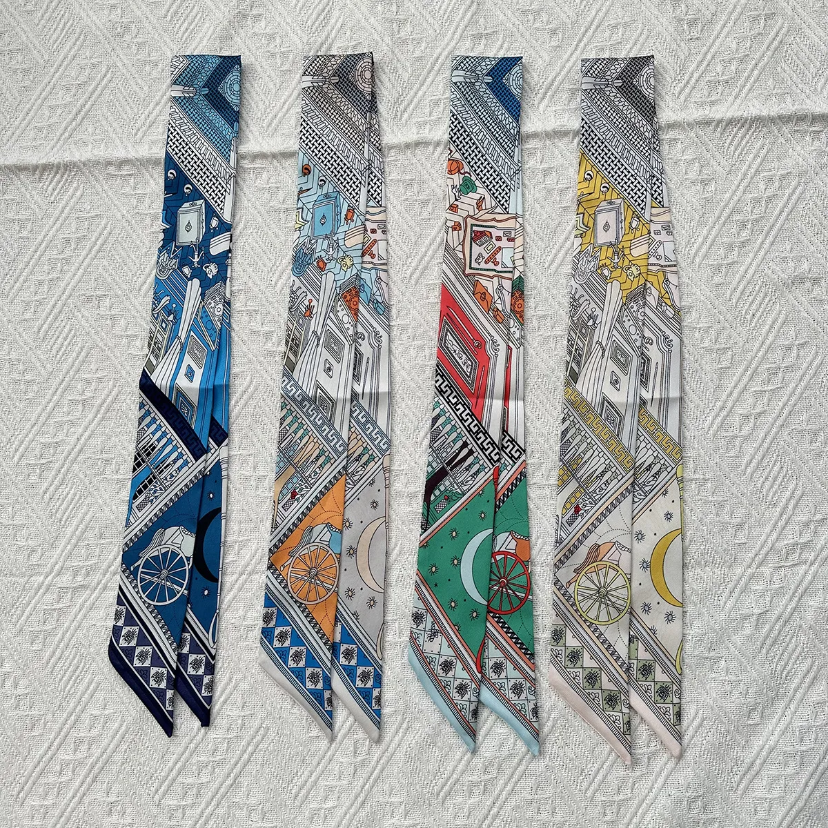 Versione coreana della fascia per sciarpa di seta alla moda, versatile estate, manico per cravatta multifunzionale, piccola sciarpa di seta