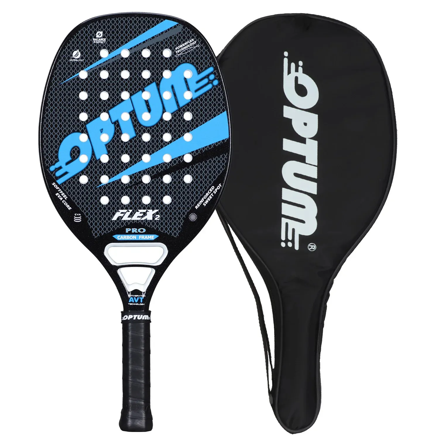 Raquetas de tenis OPTUM FLEX2 Raqueta de playa Marco de fibra de carbono Cara de arena con núcleo de espuma de memoria EVA con bolsa de cubierta 231031