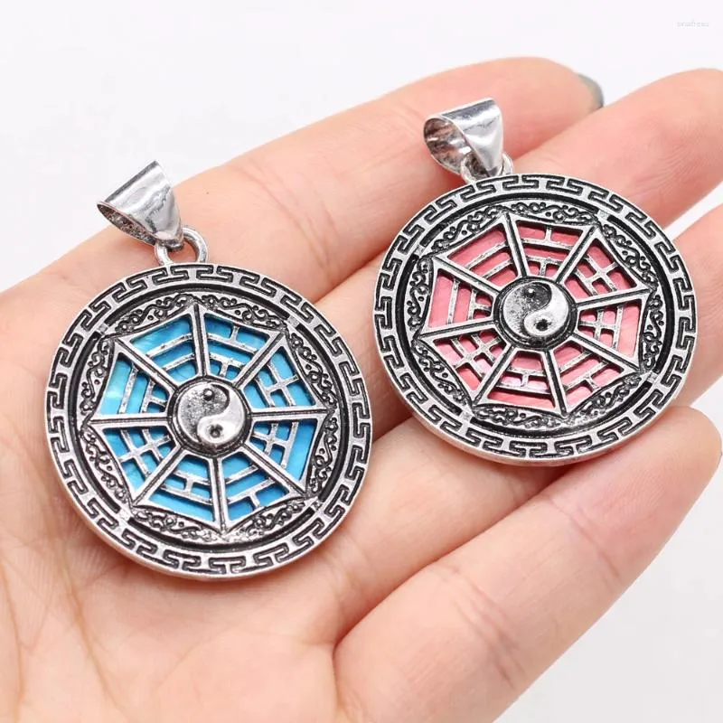 Anhänger Halsketten Tai Chi Acht Trigramme Array Kreisförmige natürliche und bunte Muschellegierung Yoga Heilung Glück Talisman Schmuck Zubehör