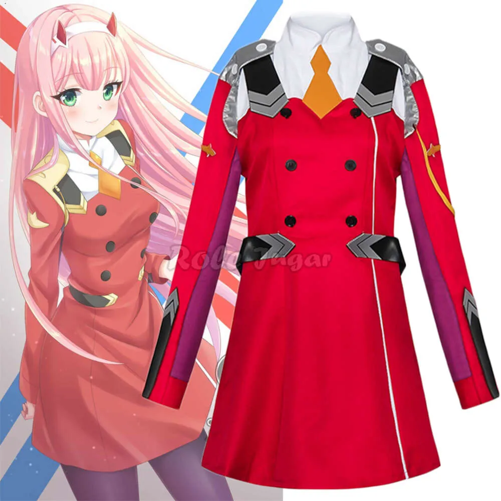 Darling in franxx cosplay sıfır kadınlar için iki kostüm animie 02 kırmızı + tavan çorabı + peruk setleri giyin