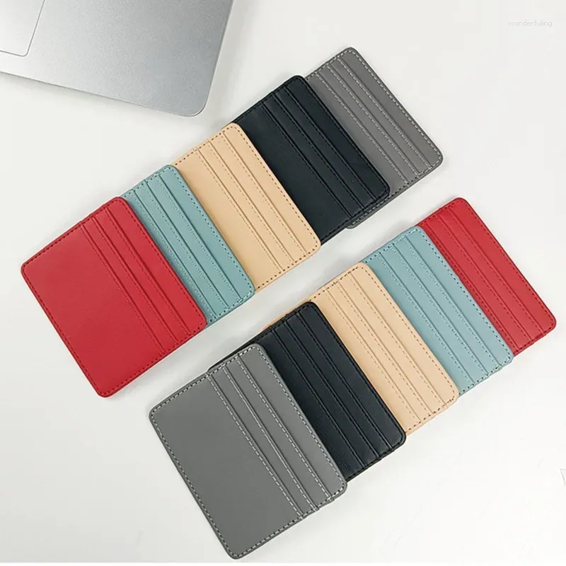 Card Holders Ultra Thin Leather ID Holder Bank Purse Multi Slot Slim Case Wallet Women Men Cover Male Female