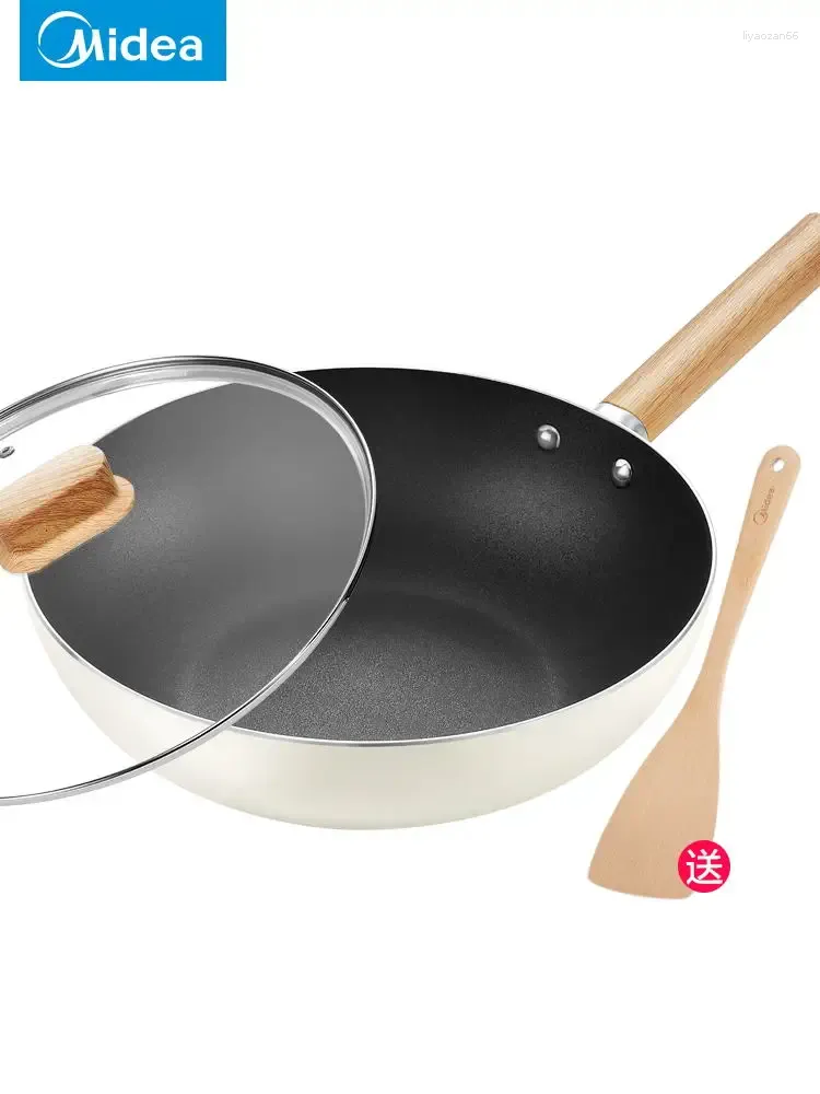 Pans Midea Non Stick Wok Household Pan The Induction Cooker Is Suitable For Frying Dishes Special Boiler Gas Stove