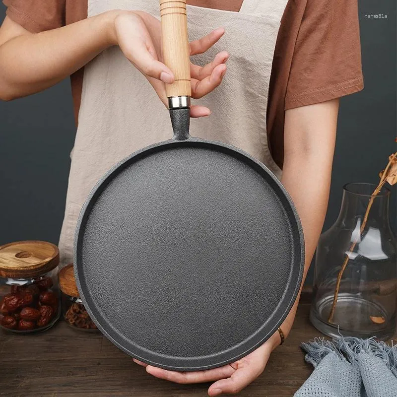 26 cm kokkärl gjutjärn stekpanna obelagd non-stick äggpannkakor crepe maker stek kruka gas induktion spis kök kökkaka