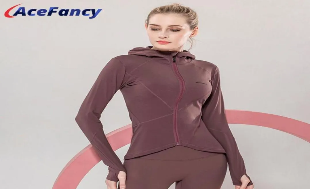 Acefancy Women Long Sleeve Yoga Jacket Slim Fit Yoga Crop Top With Thumb Holes Fitness Coat Running Sport Gym Jackets T20658067296