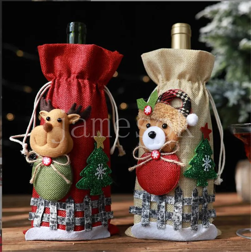 Christmas Wine Bottle Cover Merry Christmas Decor Holiday Santa Claus Champagne Bottle Cover Christmas Decorations For Home de740