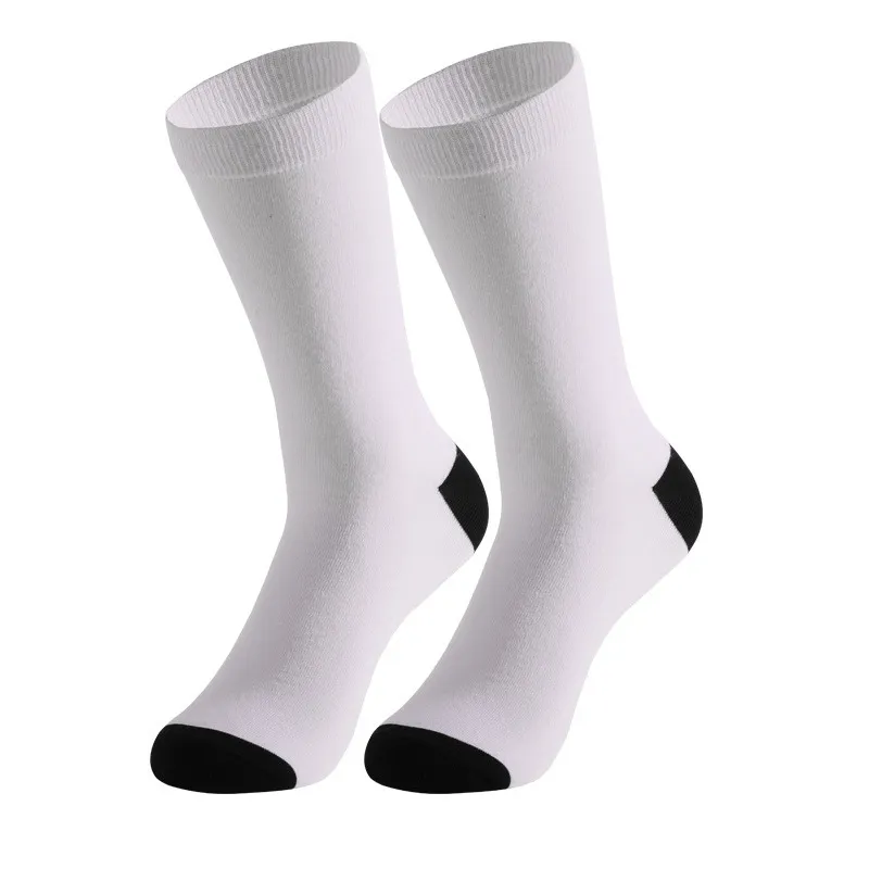 Blank White Sublimation Meias imprimíveis de meias de bezerro casual para transferência de calor DIY