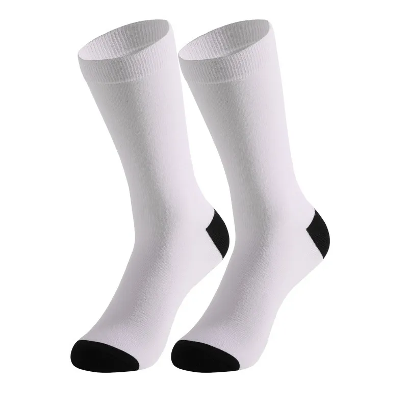 Wholesale Blank White Sublimation Printable Black Socks Womens Casual Calf Crew Black Socks