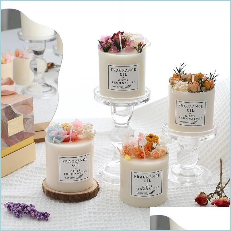 Velas preservadas decoração de velas perfumadas de flores fumam com base e caixa de presente Presentes requintados Drop Deliver