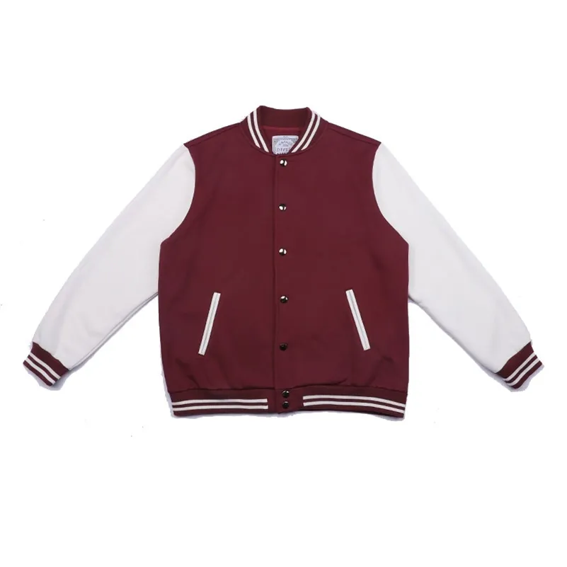 Vestes pour hommes Super Bomber Maroon Varsity Letterman Baseball Jacket Manches blanches 220831