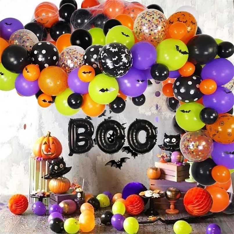 Décoration de fête Halloween ballon ensembles Latex horreur chauve-souris bannière célébration thème fournitures 220901