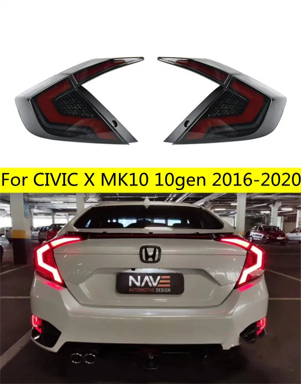 Luz traseira de produtos para carro para Honda Civic X MK10 10GEN 20 16-20 20 Luzes traseiras Sinal de LED de LED de lâmpada