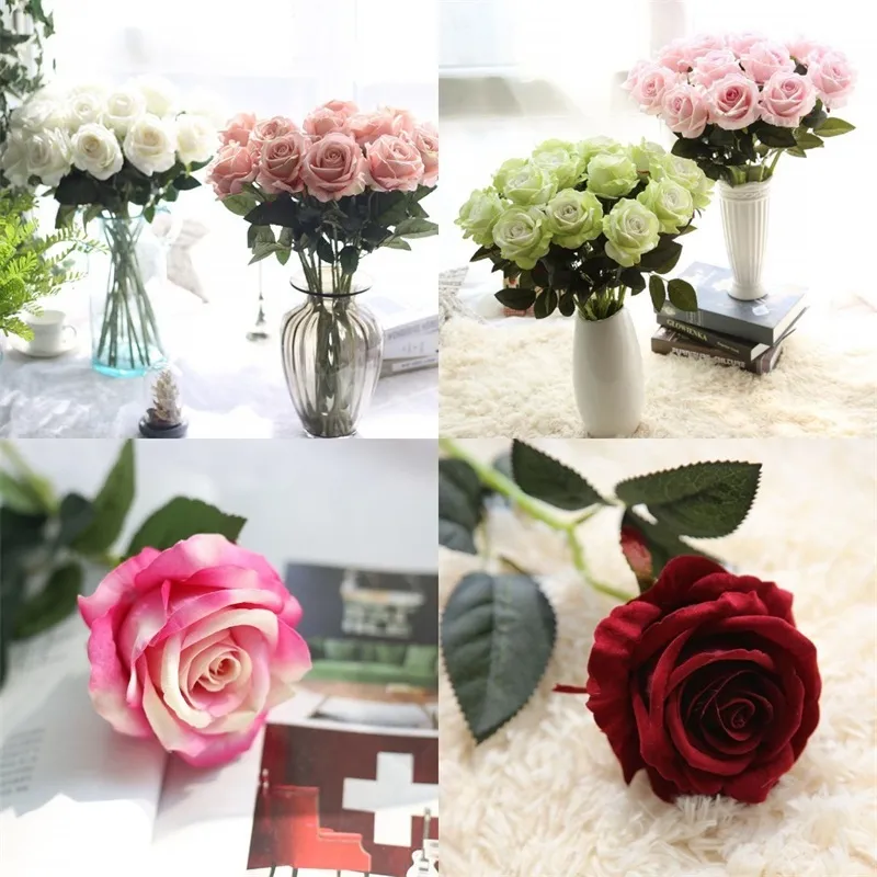 Fiori decorativi ghirlande flanellette rosa artificiali fiorisce di bell'aspetto fiori secchi mani matrimoniale arredamento arti e mestieri 2 4ff e2