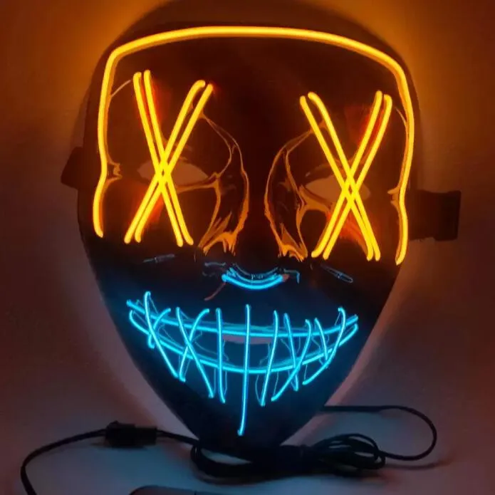 2023 Festive Party Halloween Toys Mask LED Light Up Funny Masks The Purge Election Year Great Festival Cosplay Costume Supplies