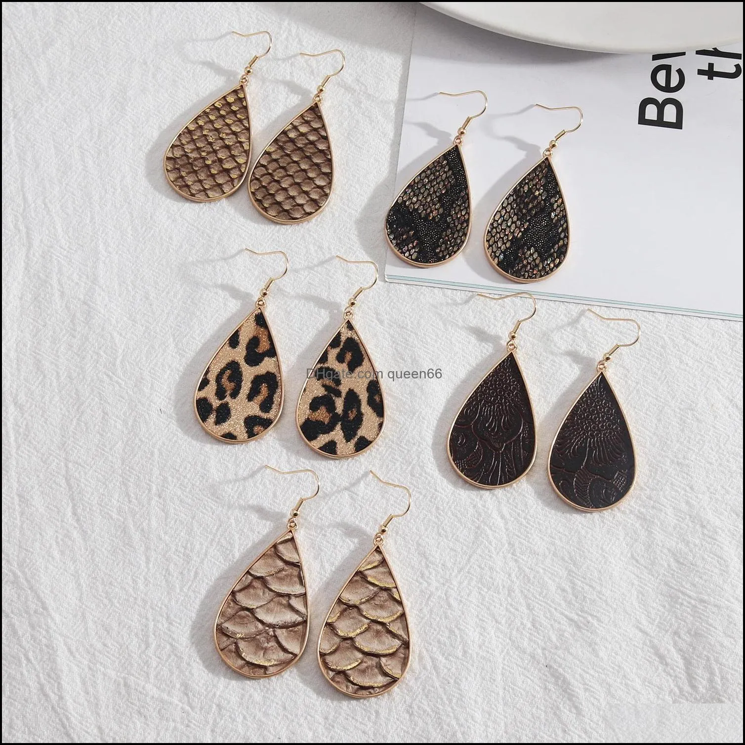 Charme Larme Inspiré Imprimé Léopard Peau De Serpent En Cuir Pu Charmes Boucles D'oreilles Géométrique Femmes Bijoux Drop Delivery 2021 Dhseller2010 Dhqfn