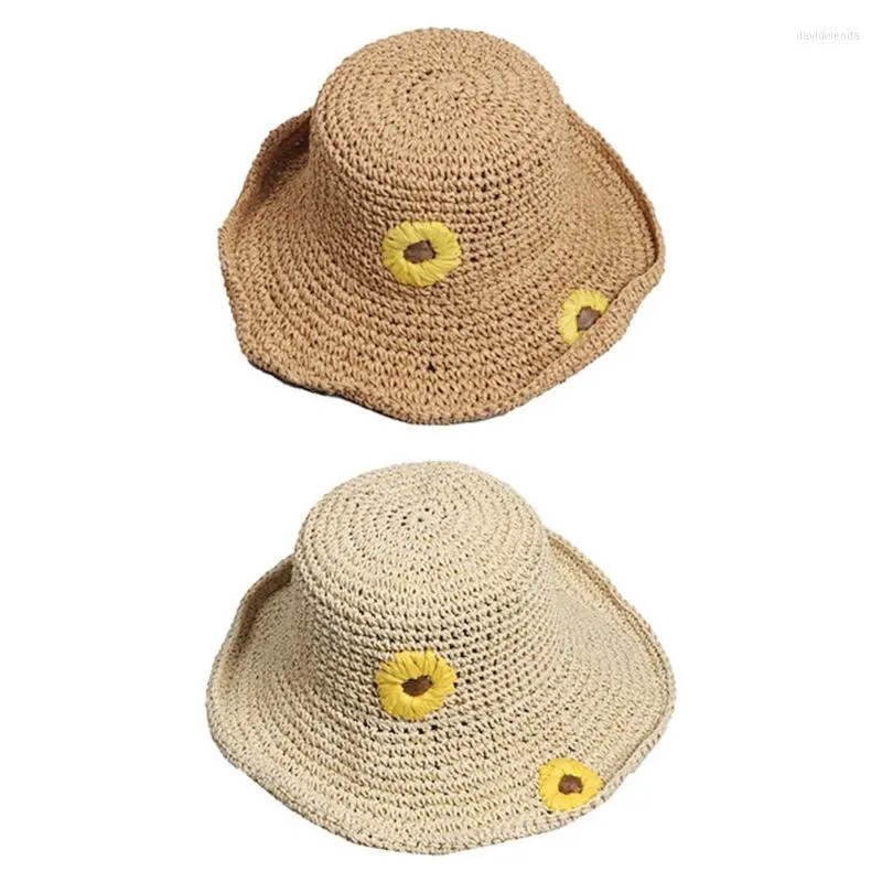 Chapeaux à large bord Chapeau de soleil de plage en paille pour femme Pliable pour les femmes Casquettes d'été UV