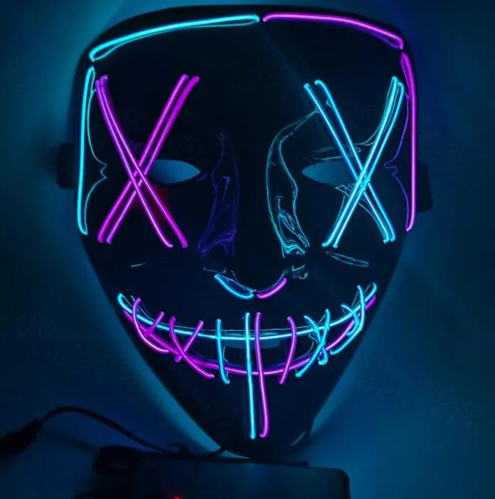 2023 Festive Party Halloween Toys Mask LED Light Up Funny Masks The Purge Election Year Great Festival Cosplay Costume Supplies