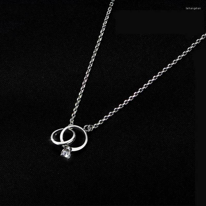 Pendentif Colliers ANENJERY Argent Couleur Simple Cercle Croix Collier Femme Cadeau De Fiançailles