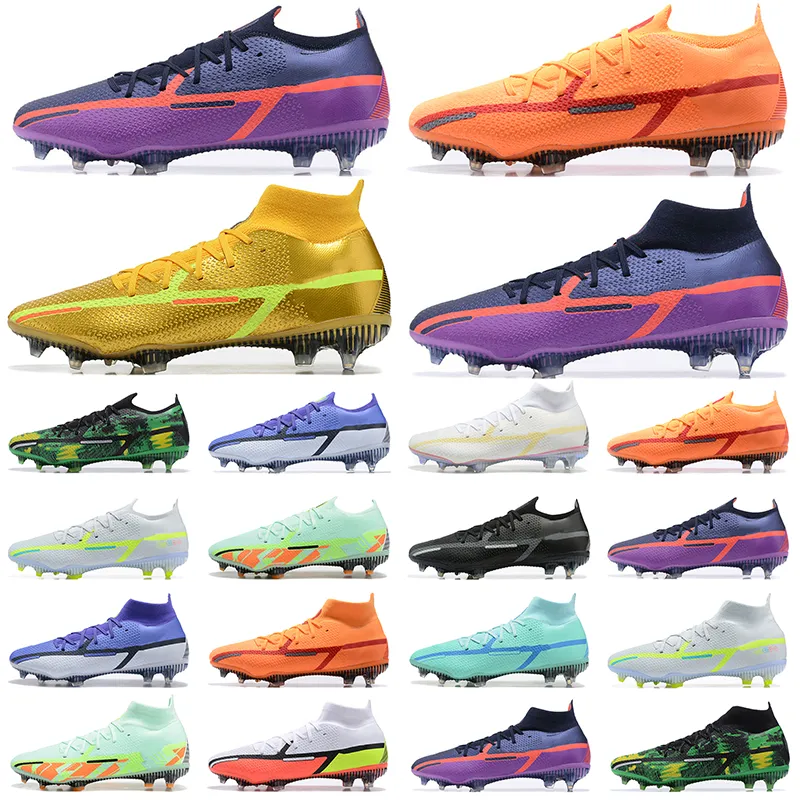 Stollenschuhe Fußball Phantom GT2 Dynamic Fit DF Elite FG Firm Ground Cleat Fußball Sneakers Herren Trainer Stiefel High Low Schwarz Golden Orange Lila