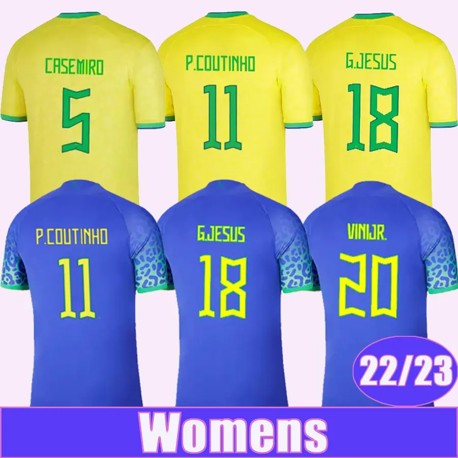 22 23 L. Paqueta Neres Women Soccer Jersey P. Coutinho Firmino G. Jesus Marcelo Pele Home Away Football Shirts Krótkie rękawie