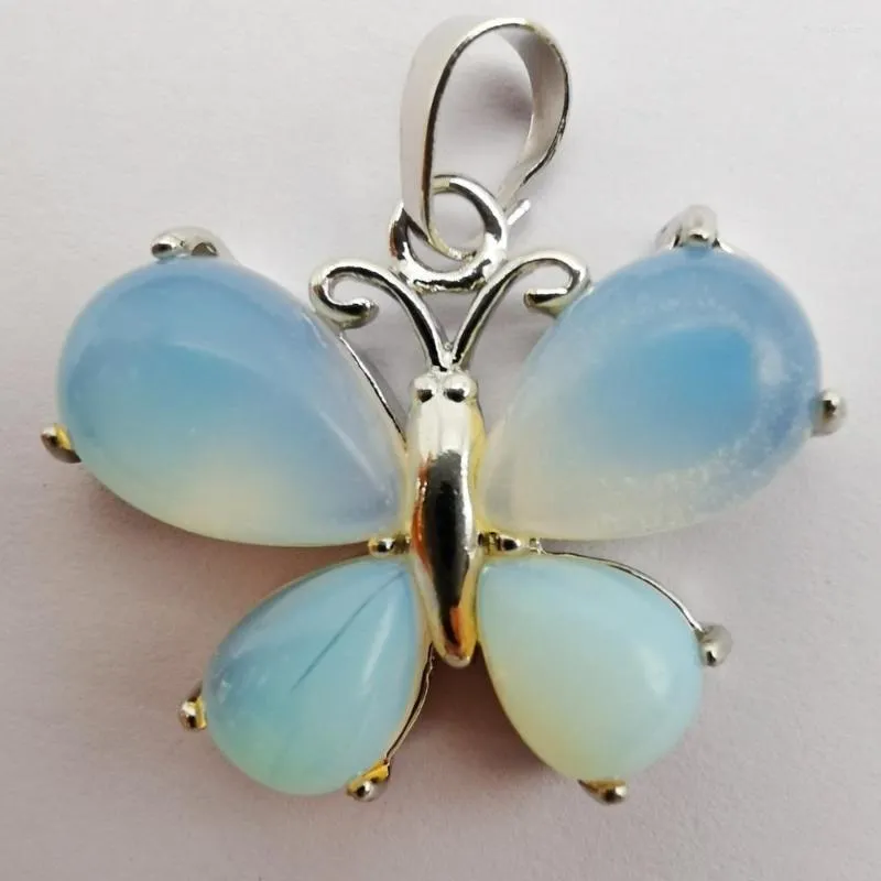 Colares de pingentes Opal Stone Stone Butterfly Jóias Animais para Mulher Presente S248