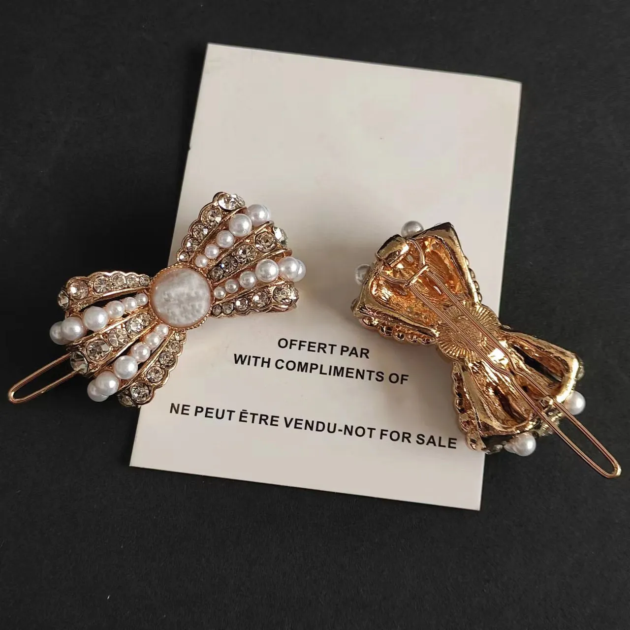 moda metallo bowknot Barrettes perla strass C accessori per capelli regalo per feste con carta di carta