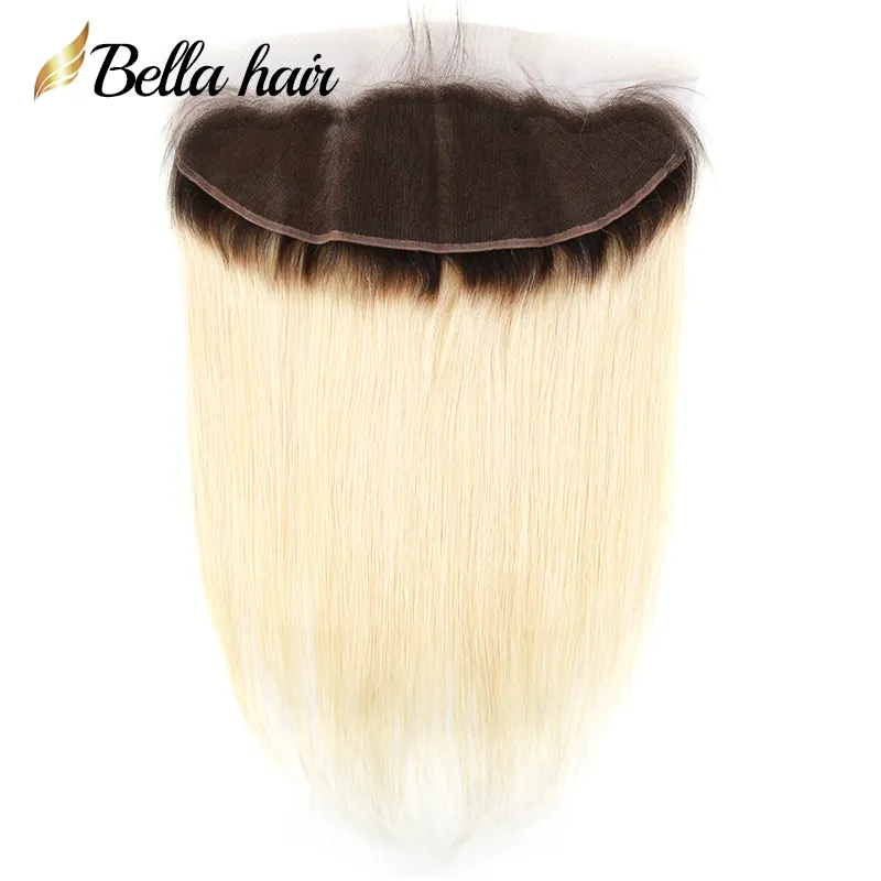 Straight Blonde Hair Lace Frontal 13x4 Virgin Human Hair Extensions Brazilian Hair Ear To Ear Closure #1b/613 Top Quality Bellahair