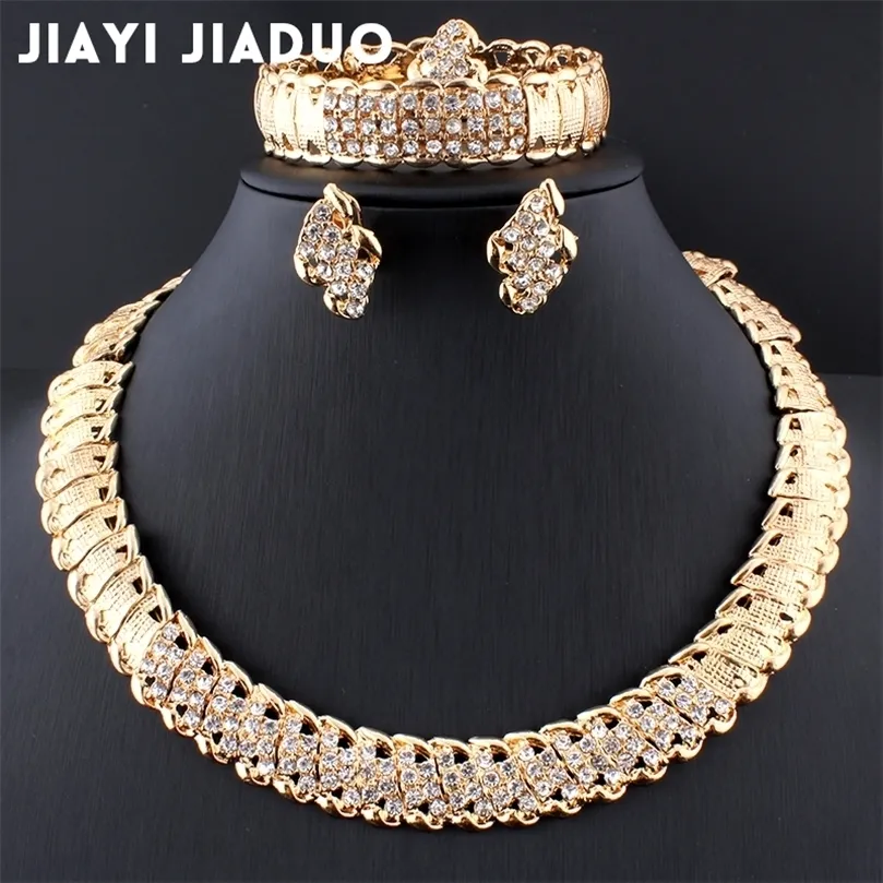 Other Jewelry Sets Jiayijiaduo African Wedding Dubai Gold Color Romantic Design Necklace Drop 220831