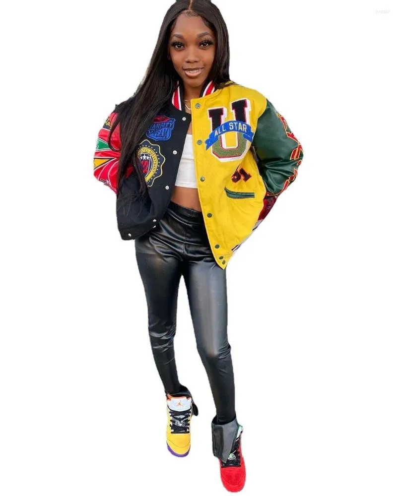 Giacche da donna Giacca uniforme da baseball Stampa moda donna Hip Hop Streetwear Coppia top Cappotto oversize Stile campus Harajuku