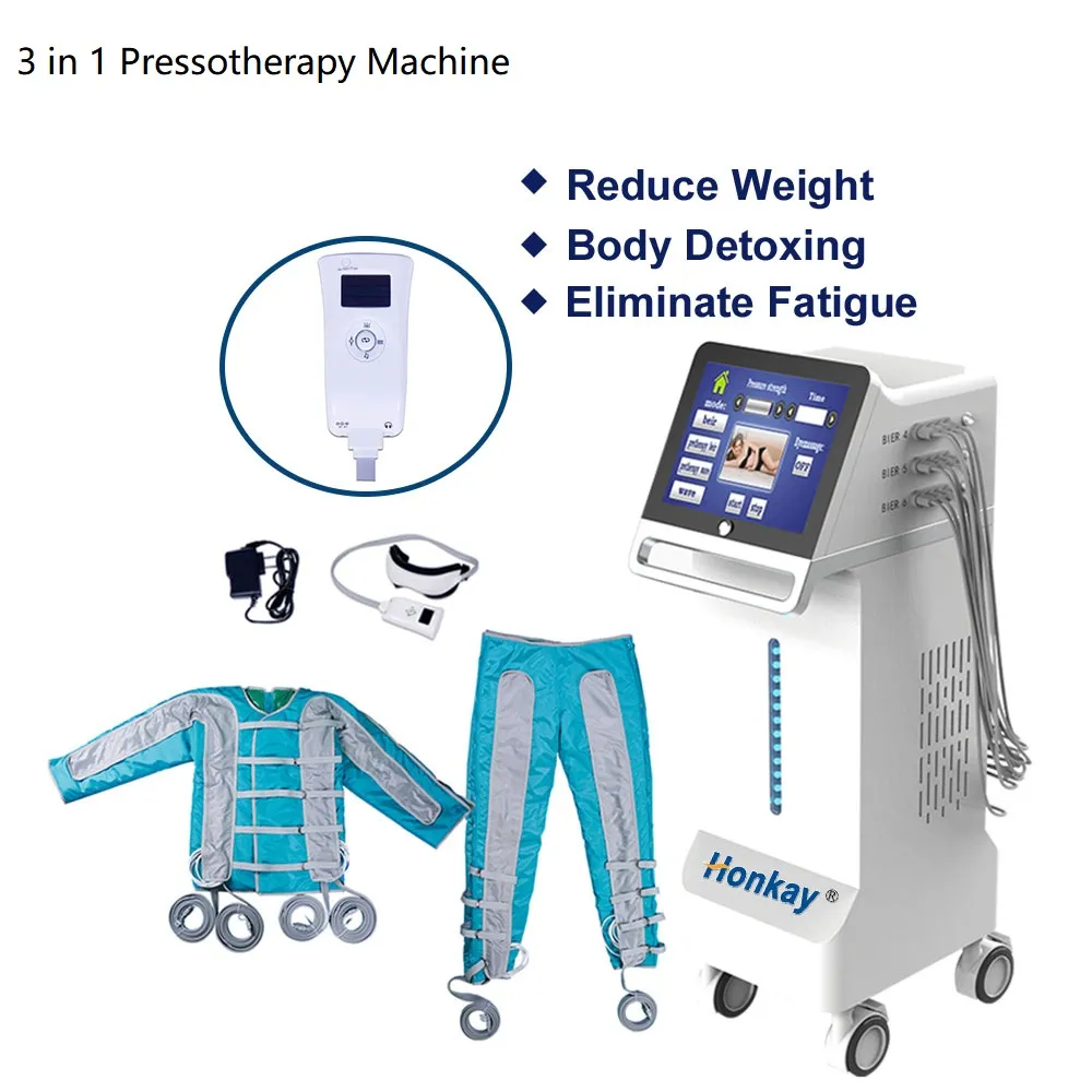 Press Therapy Macchina dimagrante Pressione dell'aria Attrezzatura per il drenaggio linfatico Dispositivo per pressoterapia 3 in 1 Massaggiatore per occhi a luce infrarossa per la riduzione cellulare