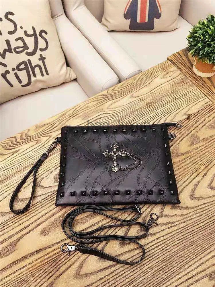 shoulder Designer bags Luxury Messenger bag for men Fashion soft leather clutch Metal cross Envelope bag Punk Elements high quality handbag