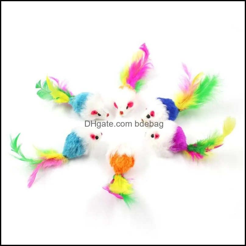 Cat Toys Colorf Feather Grit Small Mouse Cat Toy For Funny Playing Pet Dog Animals Toys Kitten Gga4248 688 R2 Drop Delivery 2021 Home Dh2Zn