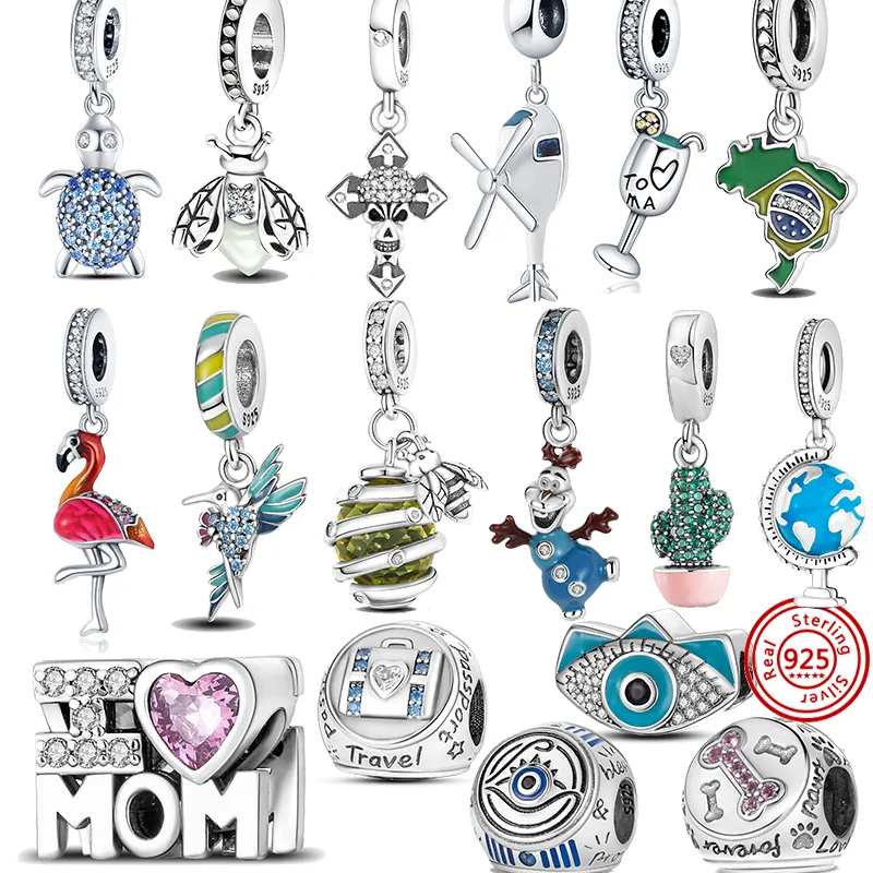 925 Silber Charm-Perle für Pandora-Charm-Armbänder, baumelnde Perlen, Biene, böser Blick, Weingläser, Charms, Ciondoli, DIY-Feinperlen-Schmuck