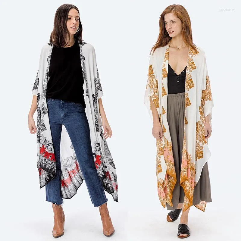 Женские блузки женские рубашки 2022 Лето желаем Amazon Fashion Printed Cardigan Свободное повседневное пляжное праздничное обложка Длинный свитер