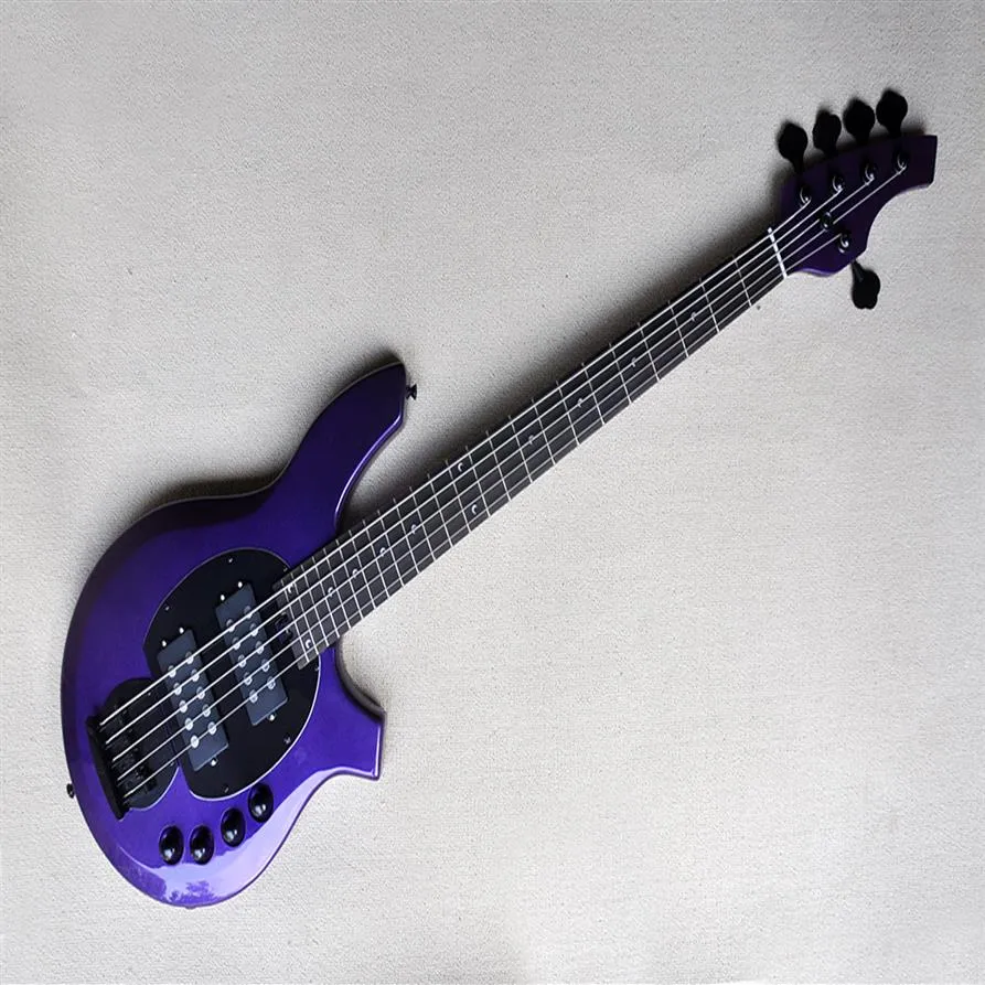 Заводская индивидуальная металлическая фиолетовая 5-струнная электрическая басовая гитара 24 лады черные хардворс розовой древесины предлагают индивидуальные 330p